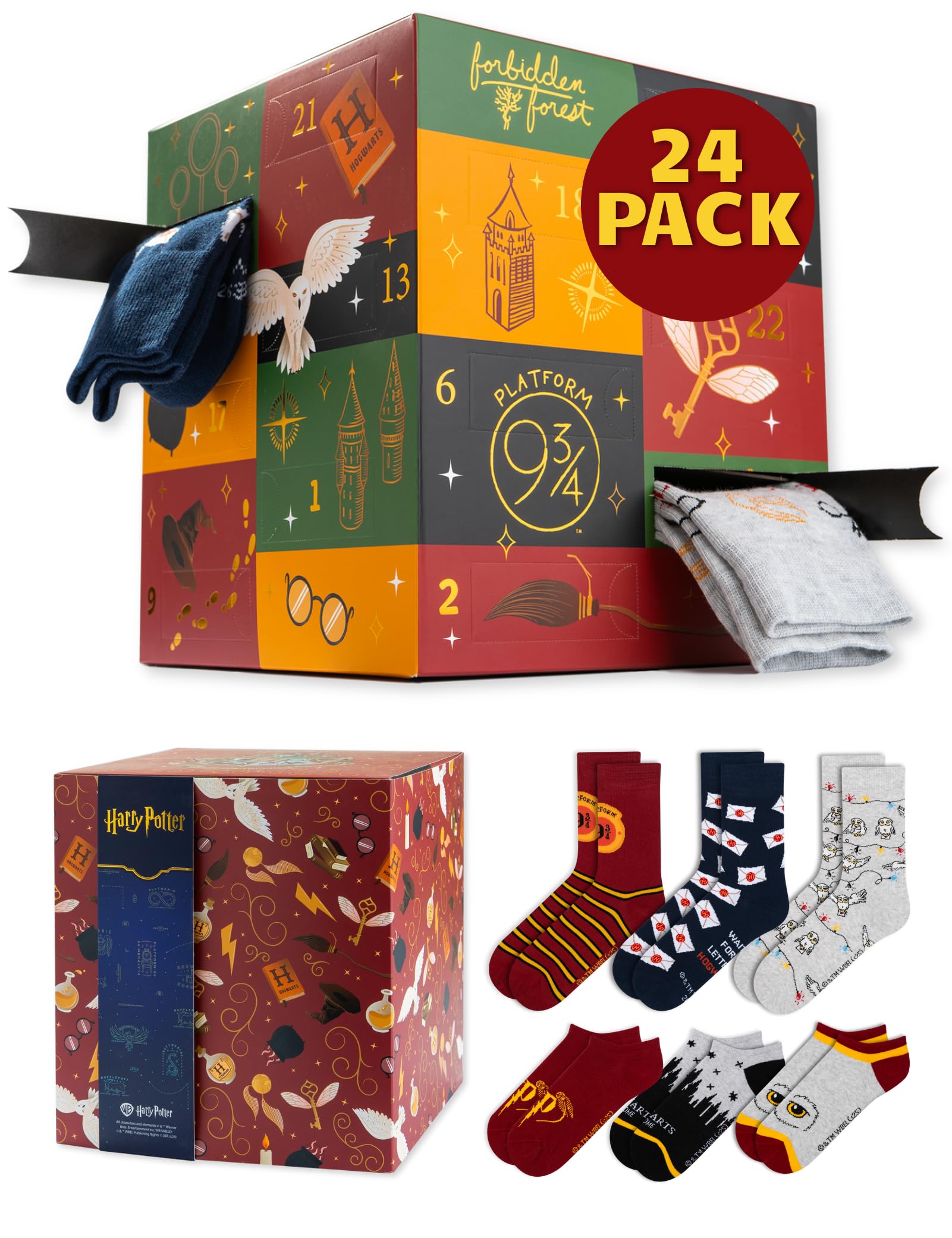 Adventskalender Harry Potter Socken Herren Geschenk für Männer 24 Paar 2 Größen