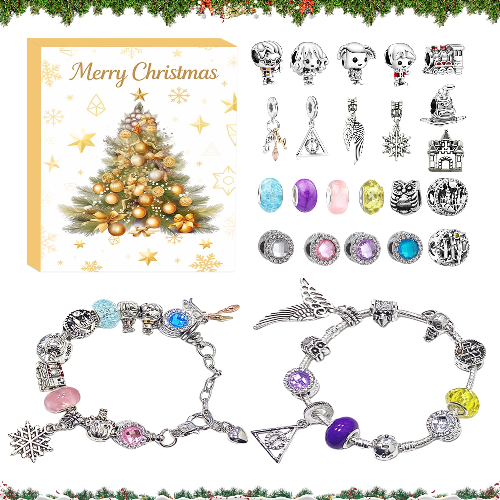 Schmuck Adventskalender Magie 2025 mit 24 Überraschungen für Damen | Armband Anhänger Set Geschenk